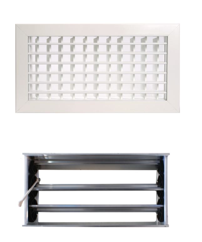 AIRZONE REJILLA DOBLE DEFLEXION HORIZONTAL - VERTICAL DE IMPULSION RDHV+R 700 X 200 CLIP BLANCA CON REGULACION