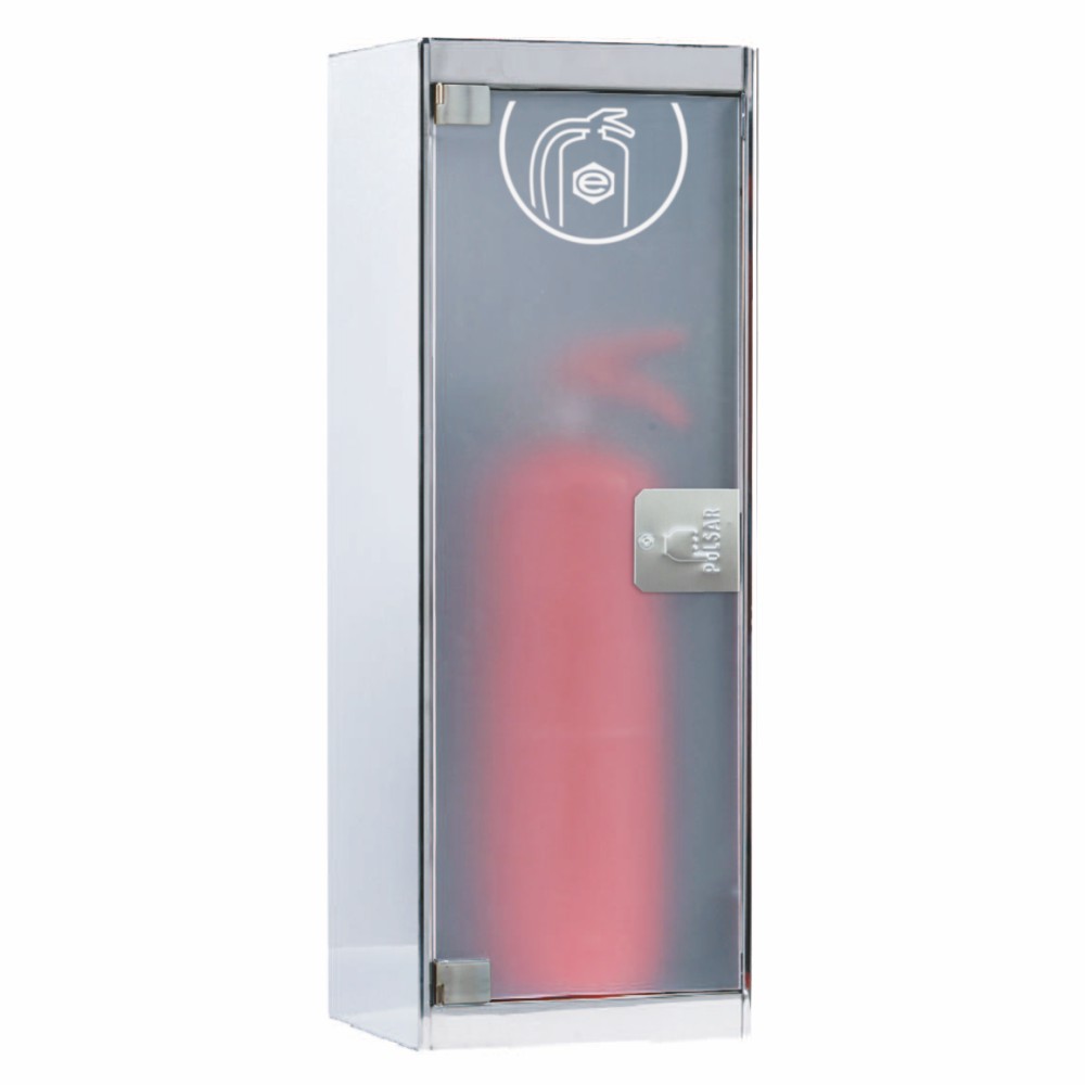 ARMARIO EXTINTOR TUNIN-PEI 710X250X245mm INOX PUERTA METACRILATO TRASLUCIDO CERRADURA PUSH