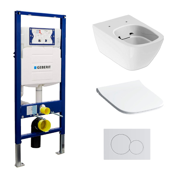 GEBERIT KIT: BASTIDOR 12+ JUEGO INOD. SUSPENDIDO SMYLE SQUARE + PULSADOR BLANCO. (KIT)